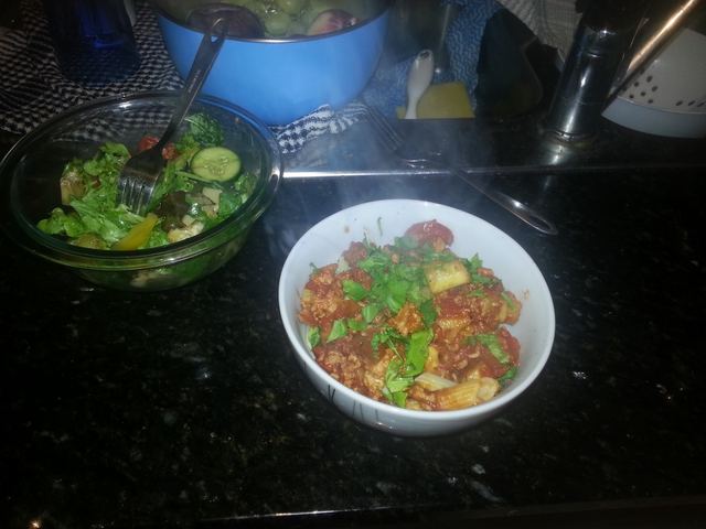 Penne with turkey bolognese