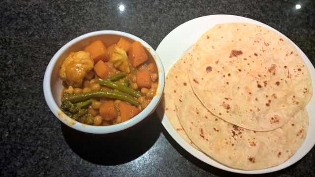 Sweet potato and cauliflower curry