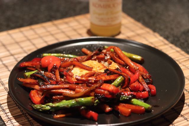 Soy ginger salmon and vegetables sti fry