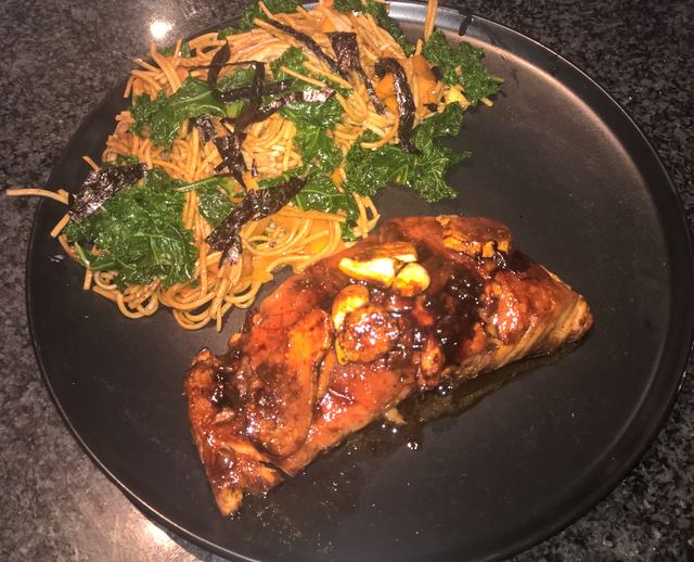 Heavenly salmon with soba noodle salad
