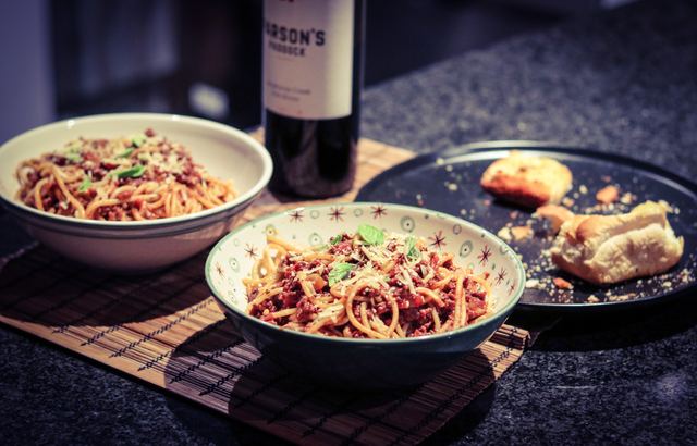 Spicy spaghetti bolognese