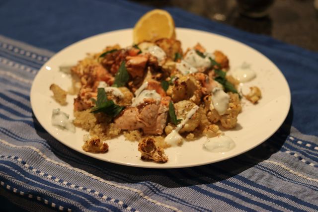 Roast salmon & cauliflower salad